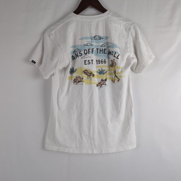 Vans Women's White Graphic T-Shirt Beach Summer Retro Colours, Small - Picture 1 of 4
